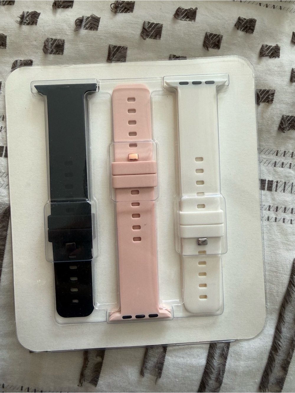 Silicone Replacement Watch Bands - Black, Pink & White